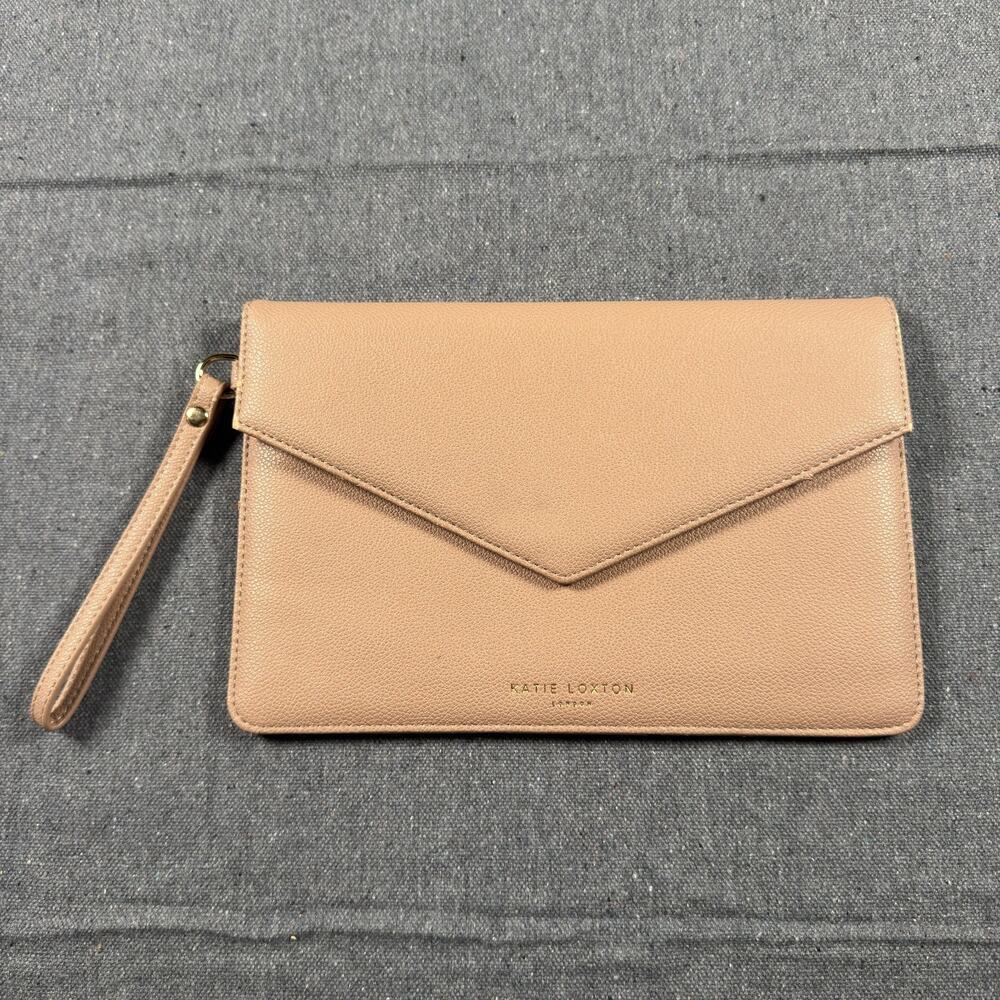 NWT Katie Loxton London Pouch Tres Chic Clutch Bag Pink Nude w/ Gold Accents